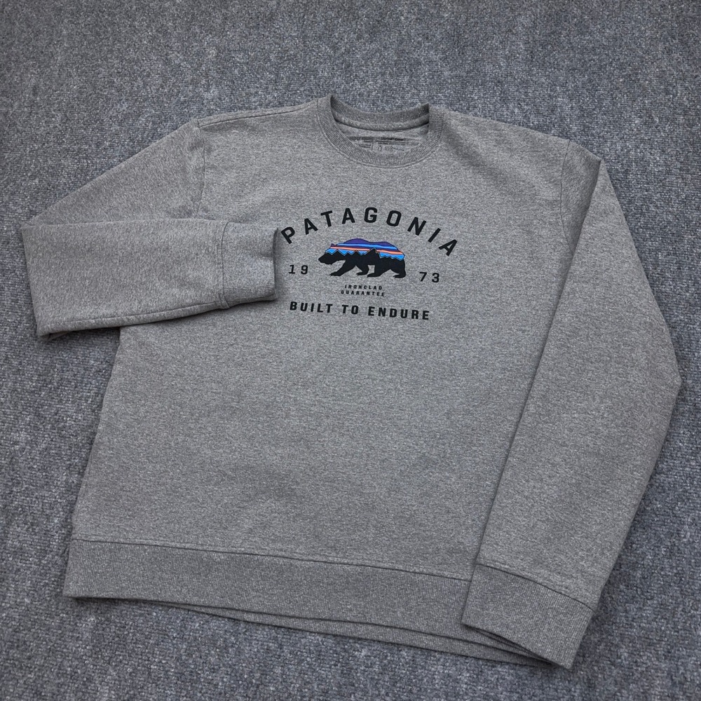 Patagonia Arched Fitz Roy Bear Uprisal Crew Sweatshirt Men's Large Gray 39544
